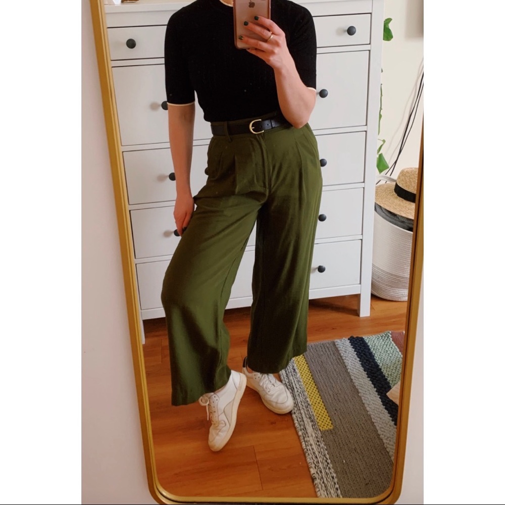 Madewell High-Waist Wide-Leg Pleated Trousers